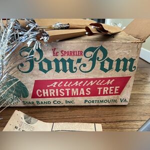 Vintage Pom Pom Aluminum Table Top Christmas Tree